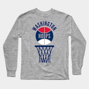 Retro Washington DC Hoops Red White & Blue Logo Long Sleeve T-Shirt